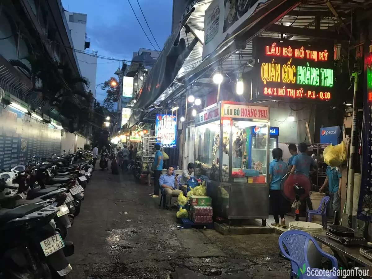 Lau Bo Hoang Thu beef hot pot restaurant in an alley of Ho Thi Ky Street, Saigon