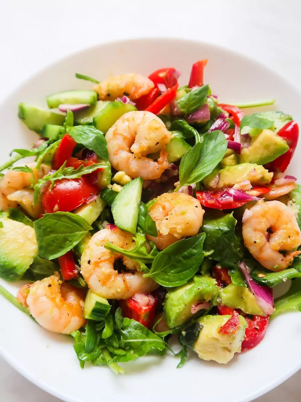 avocado shrimp arugula salad - easy clean eating recipe