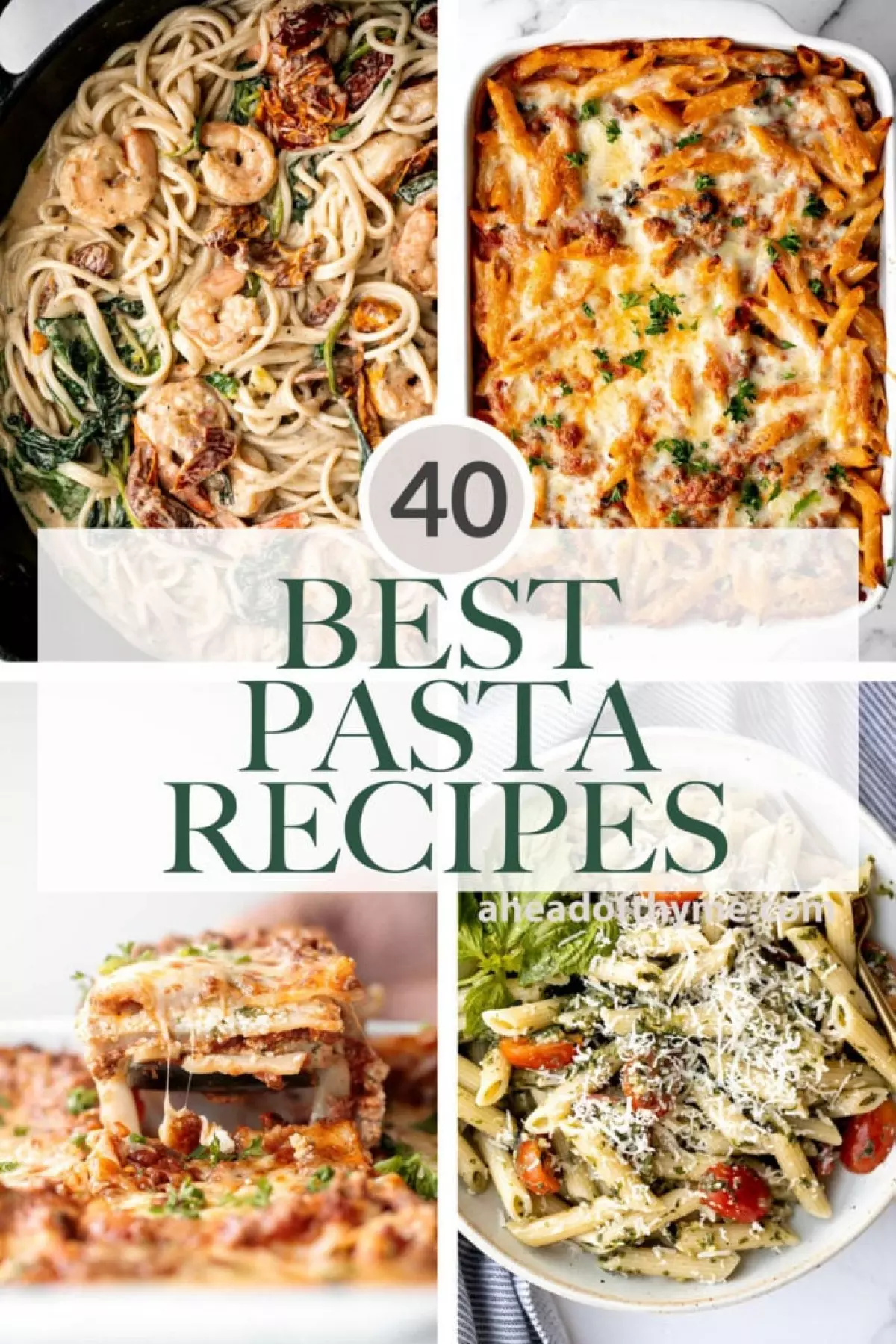 Browse 40 best and most popular pasta recipes including meaty pastas, lasagnas, chicken pastas, seafood pastas, vegetarian pastas, salad, soup, and more!