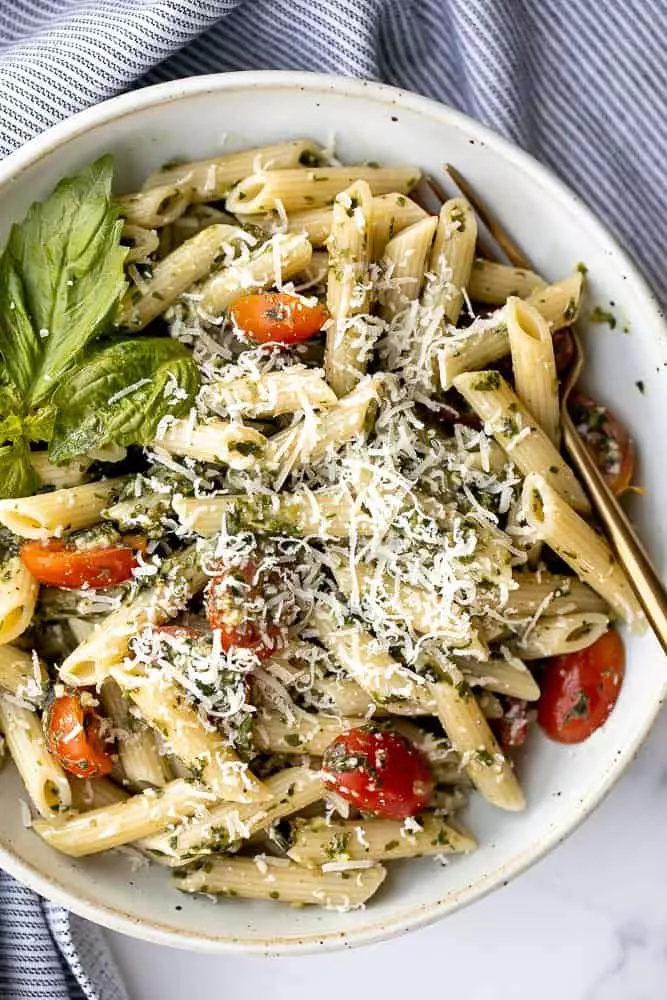 Quick and easy pesto penne pasta is a simple and light Italian pasta dish made with just five ingredients in under 15 minutes. The easiest dinner.