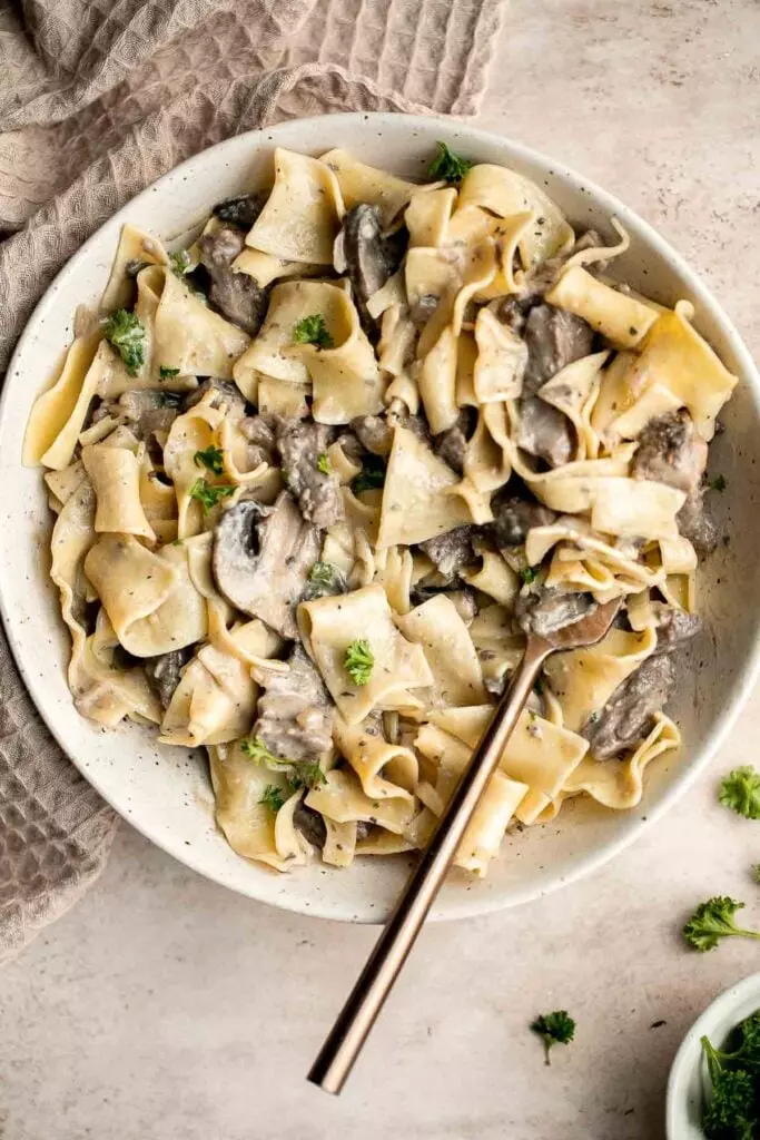 Beef stroganoff is a delicious, flavorful, and comforting Russian pasta dish that is ready in under 25 minutes.