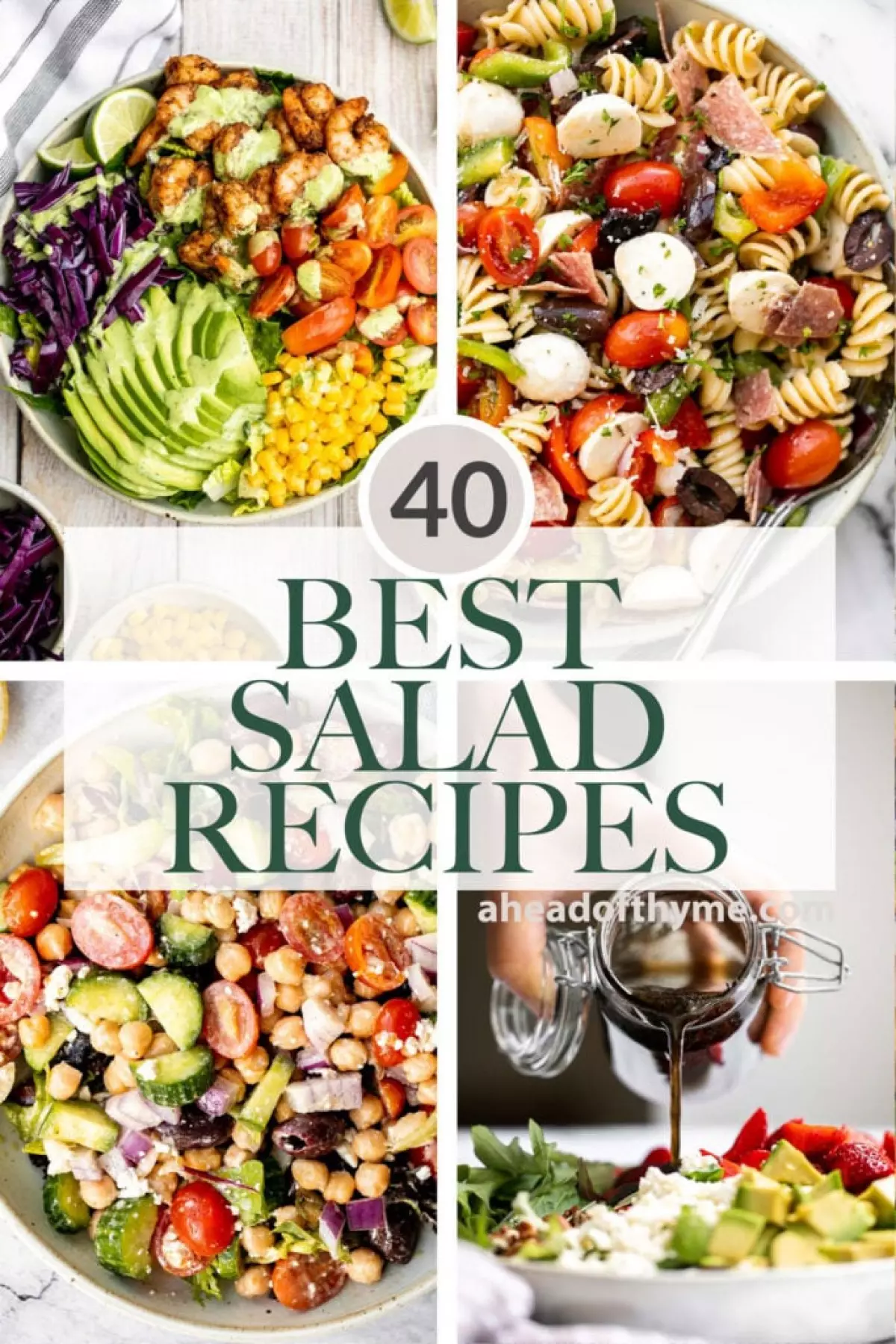 Browse over 40 best and most popular salad recipes including classic summer salads, salad with fruit, Mexican salads, Asian salads, and fall and winter salads.
