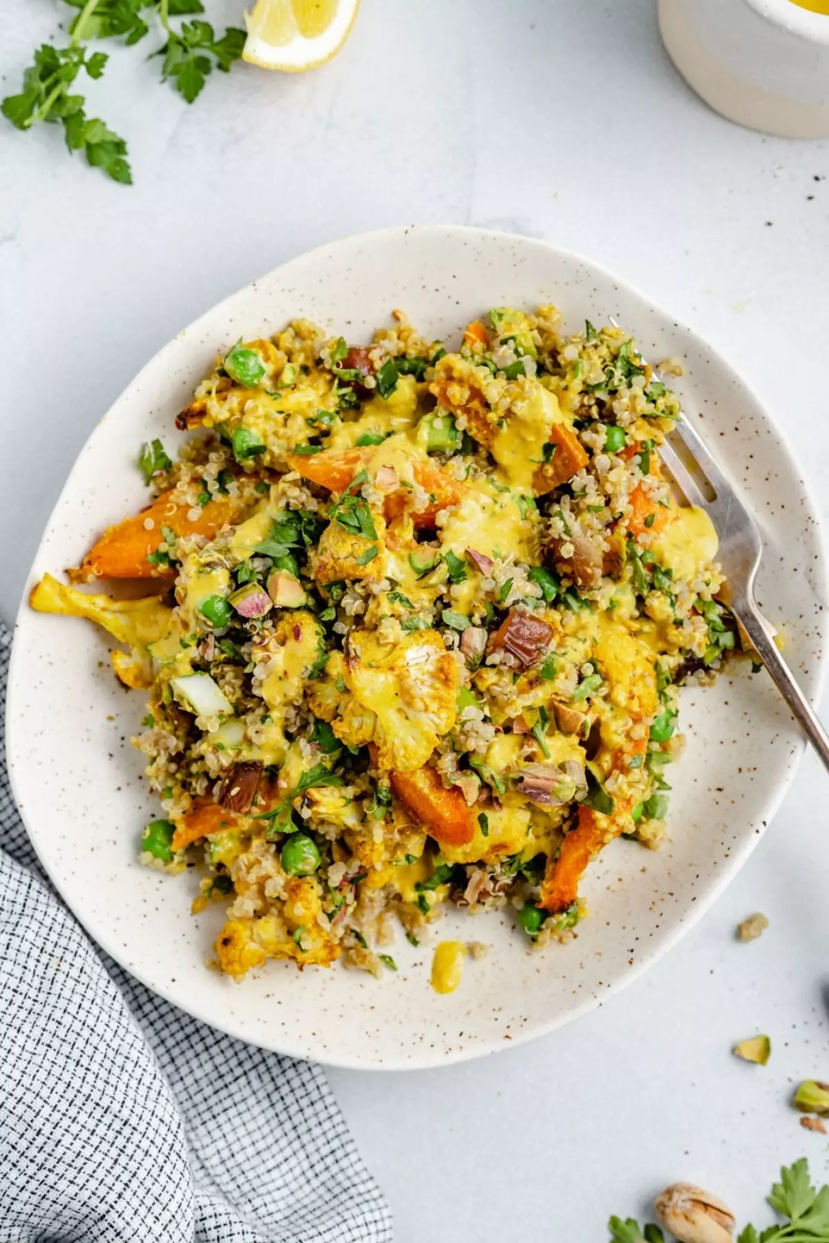 Picture of a cauliflower quinoa salad on a plate