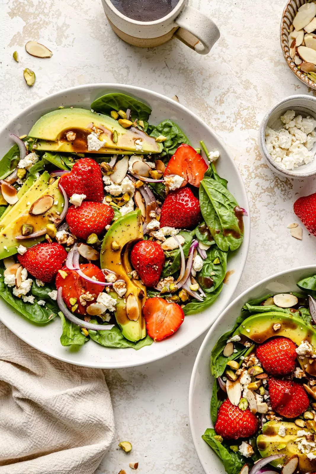 Picture of strawberry spinach salads in two bowls