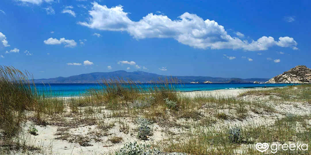 The sea views from Mikri Vigla Beach on Naxos island