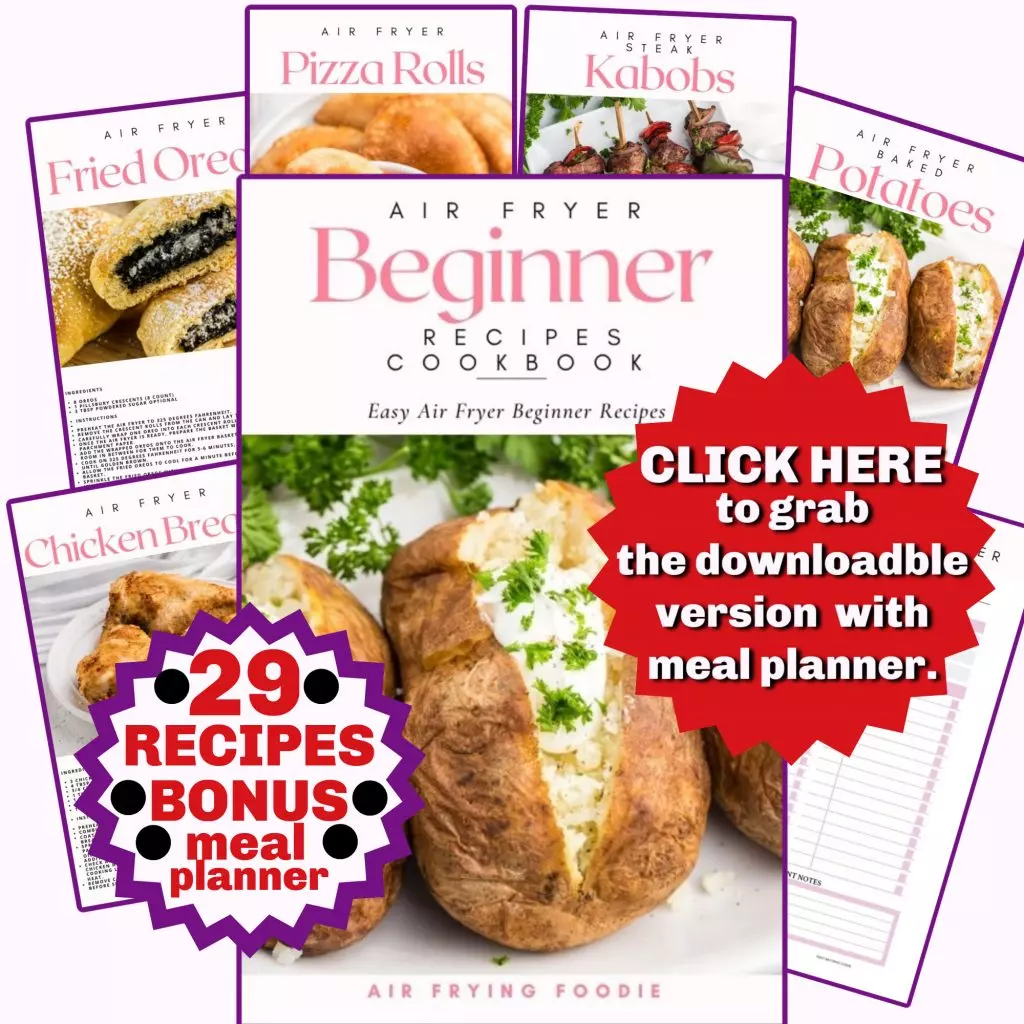 Pinnable collage of photos for over 100 beginner air fryer recipes.