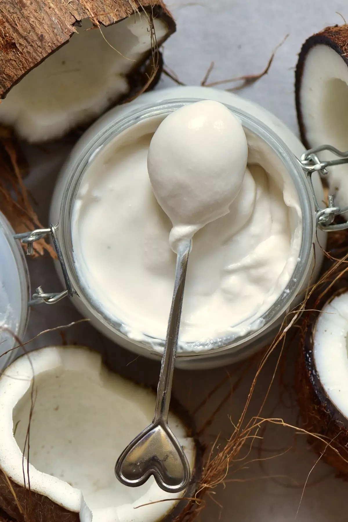 Homemade coconut yogurt in a jar